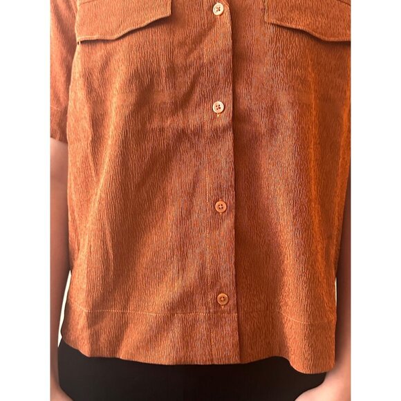 NWT Athleta Echo Top Button Quick Dry Breathable Boxy Retro 70s Burnt Orange - Picture 14 of 14